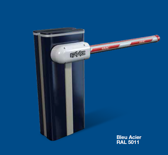 Coffre bleu acier RAL 5011 pour la barrière automatique